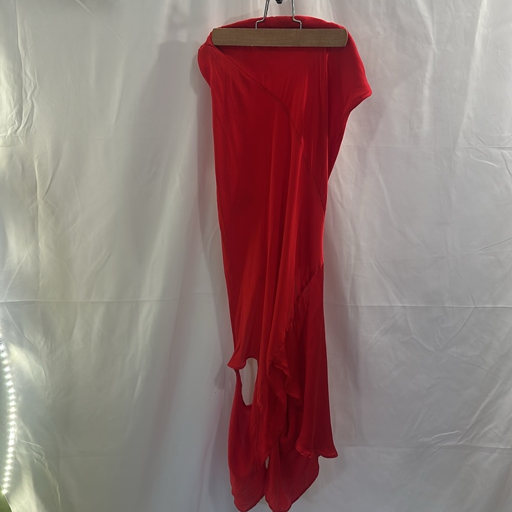 NEW NWT Acne Studios Draped Skirt in Bright Red FWRD silk assymetrical midi - Picture 8 of 8